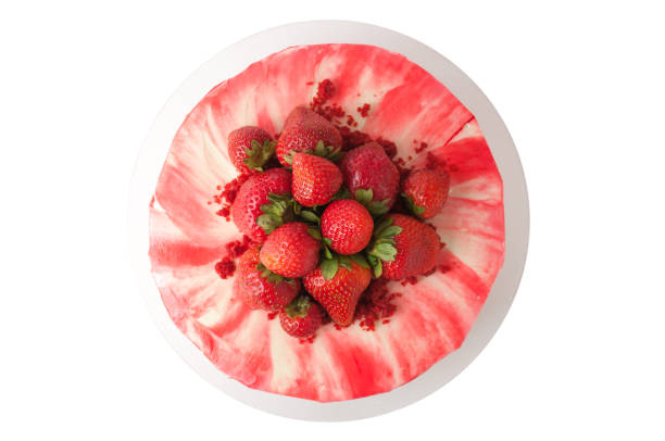 Cake red velvet with strawberries