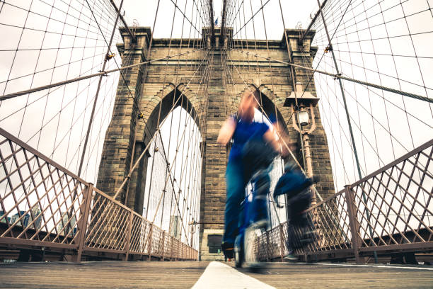 istock Commuting to Manhattan on Brooklyn Bridge - New York 859615852