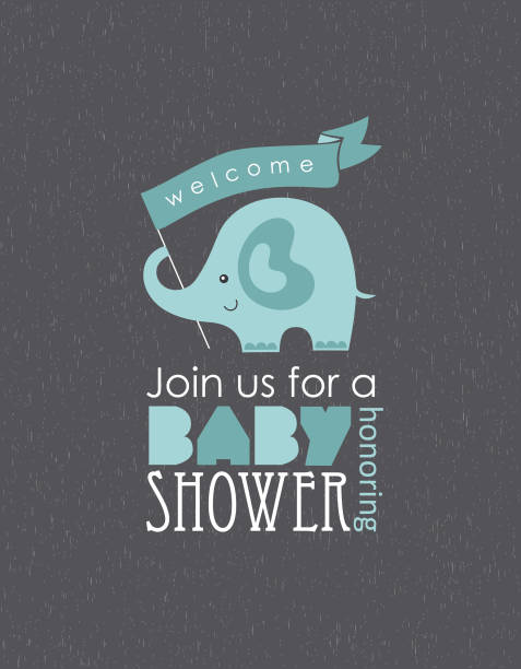 u/p baby shower card design. vector illustration honored-babies stock illustrations