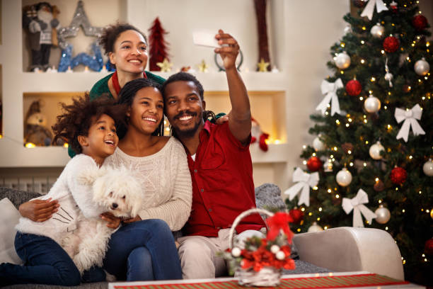 istock Family making selfie for Christmas 859617012