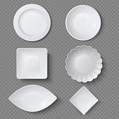 現実的な食糧皿皿ボウル形状の異なるベクトル セット - 皿のベクターアート素材や画像を多数ご用意 - 皿, スクエア, 衣服 トップス - iStock