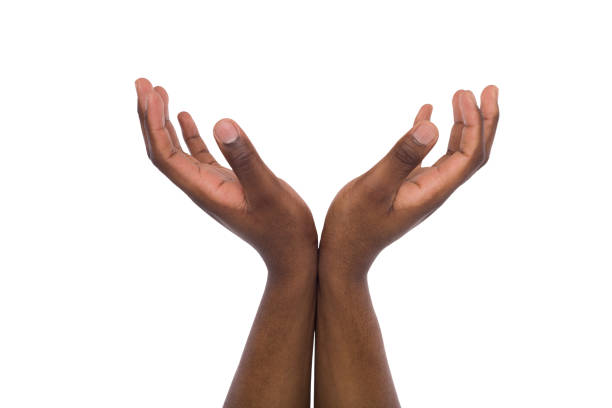 istock Black male hands keeping in cupped shape, cutout 859619918