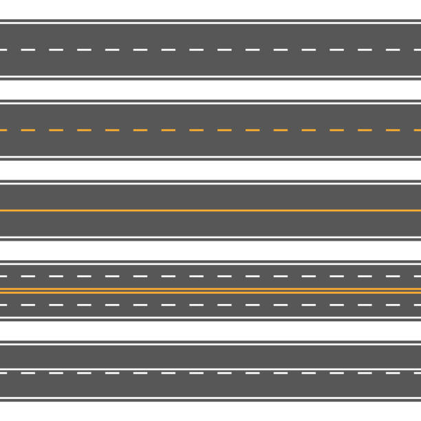 Horizontal straight seamless roads. Modern asphalt repetitive highways Horizontal straight seamless roads. Modern asphalt repetitive highways. Road asphalt straight seamless, highway street for transportation illustration straight stock illustrations