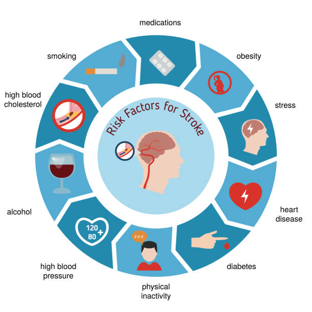 ilustraciones, imágenes clip art, dibujos animados e iconos de stock de infografías para el accidente cerebrovascular - anoxia