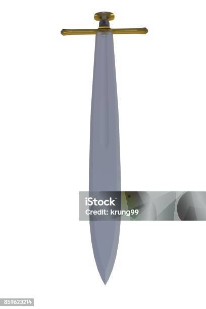 Espada De Vista Superior Aislada Sobre Fondo Blanco Render 3d Foto de stock y más banco de imágenes de Acero