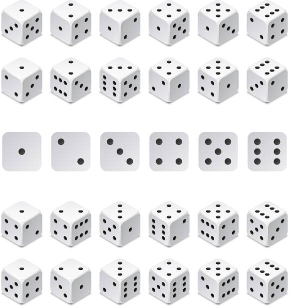 isometrischen 3d würfel kombination. vektor-spiel-würfel isoliert. sammlung für glücksspiele app und casino-konzept - dice cube number 6 luck stock-grafiken, -clipart, -cartoons und -symbole