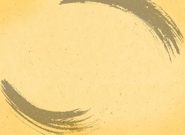 istock An image of a Korean traditional background with rough brush strokes on a yellow background. 859627114
