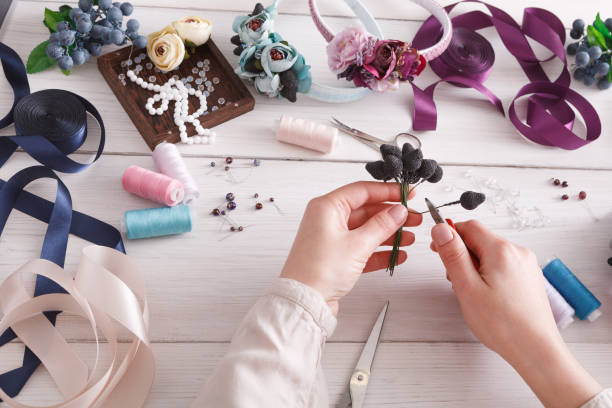 istock Master making handmade jewelry, woman pov 859627468