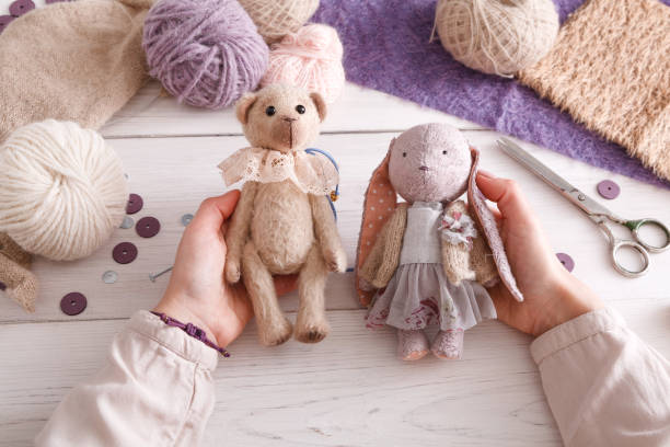 istock Process of making vintage toy, top view 859628150
