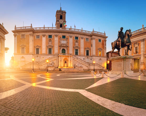 istock Panoramic image of Piazza del Campidoglio on Capitoline Hill on a sunrise 859630898