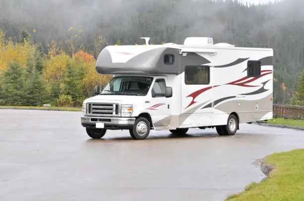 roadtrip with motorhome in Indian summer Quebec Canada