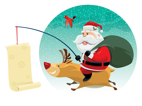 vector illustration of santa claus with reindeer