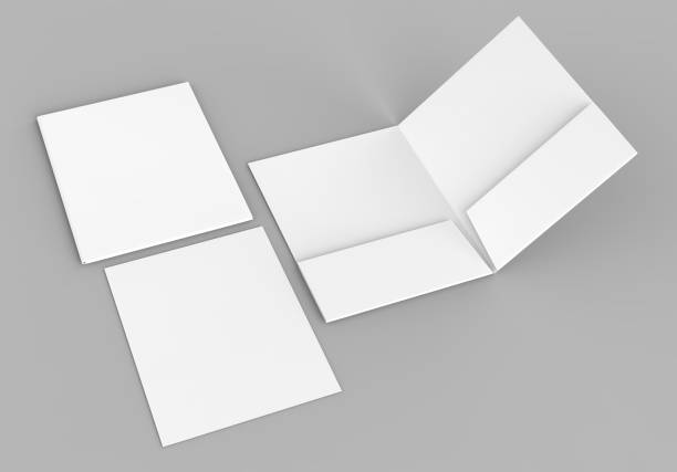 istock Blank white reinforced pocket folders on grey background for mock up. 3D rendering. 859631356