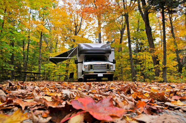 istock roadtrip with motorhome in Indian summer Canada 859631904