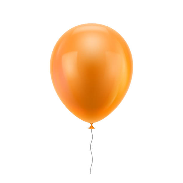 pomarańczowy realistyczny balon - balloon stock illustrations