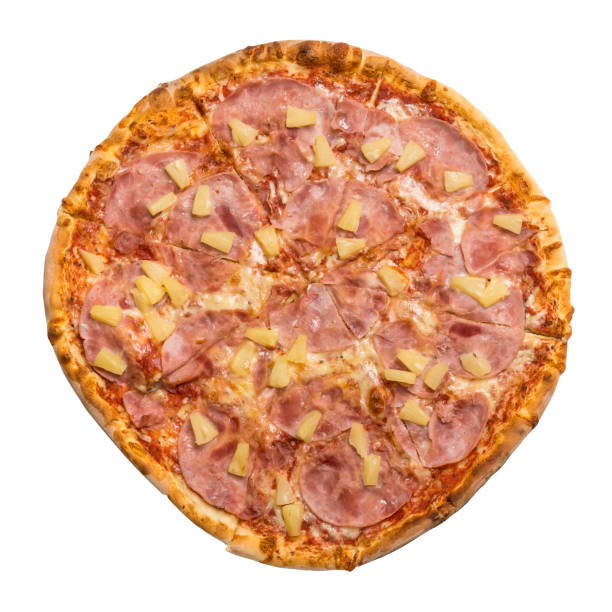istock Top view of pizza Hawai isolated on white 859635780