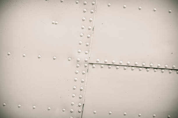 istock Old vintage airplane close up with rivots 859638768