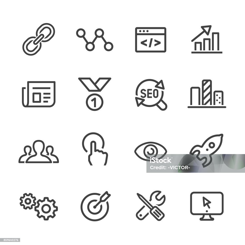 Internet Marketing Icons - Line Series Internet Marketing, Seo, Marketing, Technology, search engine Icon Symbol stock vector