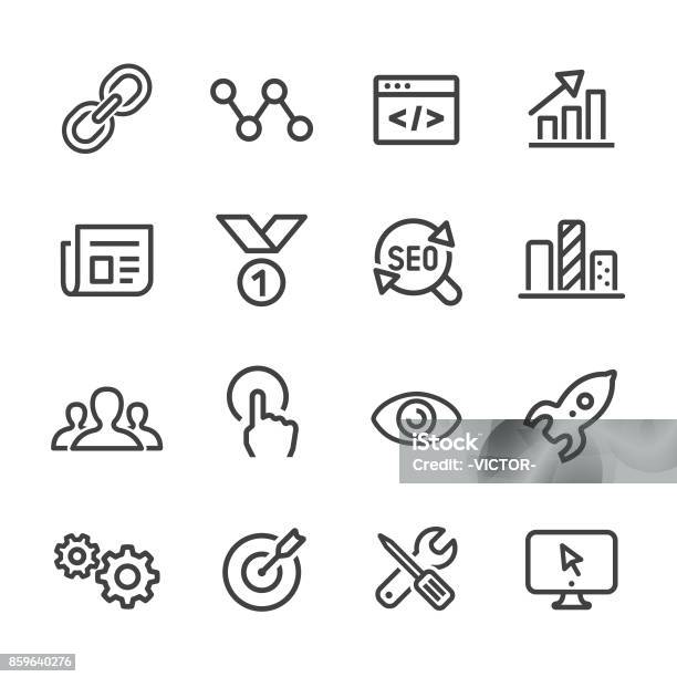 Internet Marketing Icons Line Series Stock Illustration - Download Image Now - Icon Symbol, Link - Chain Part, Computer Mouse