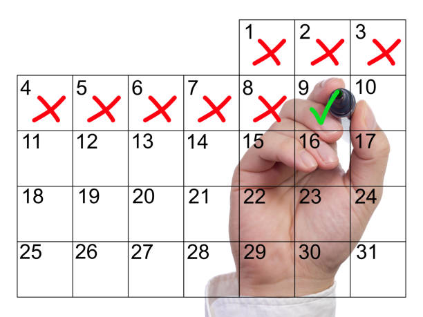 istock Hand marking a single day with a green checkmark after severeal bad days 859642934