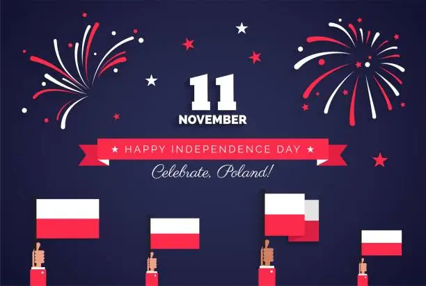 Vector illustration of 11 november. Poland Independence Day greeting card.