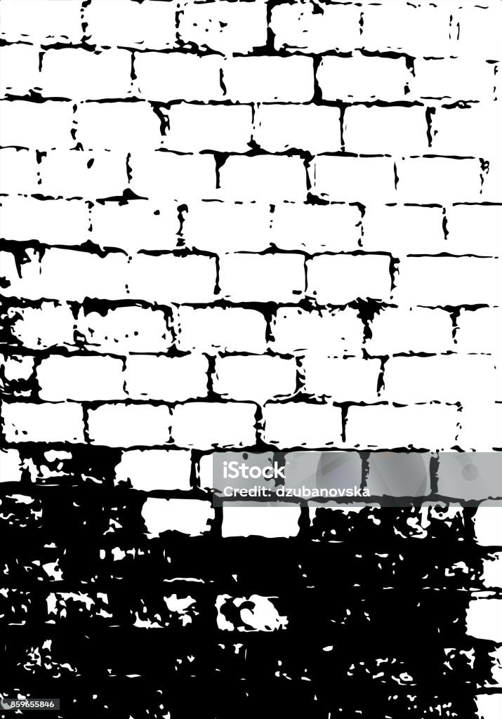 Grunge texture of old brick wall. Distressed overlay illustration. Black and white vector background for retro design Brick Wall stock vector