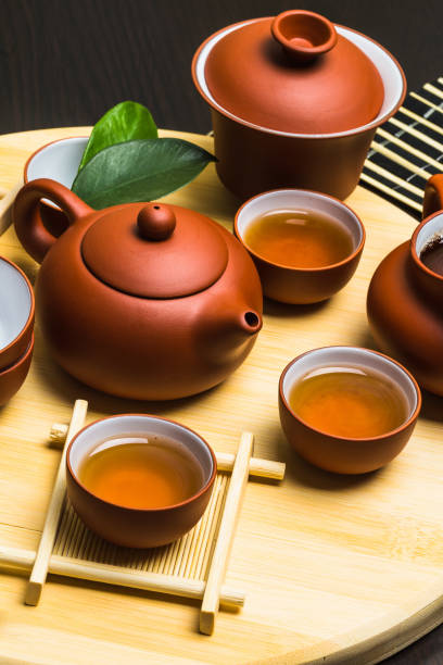 istock Black iron asian tea set,vintage style 859659104
