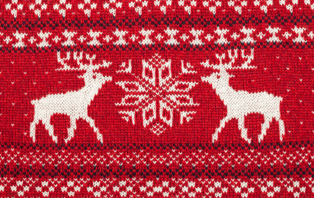 istock Knitted fabric cloth ornament with elk 859659896