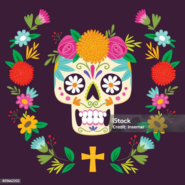 Dia De Los Muertos Mexican Skull Stock Illustration - Download Image ...