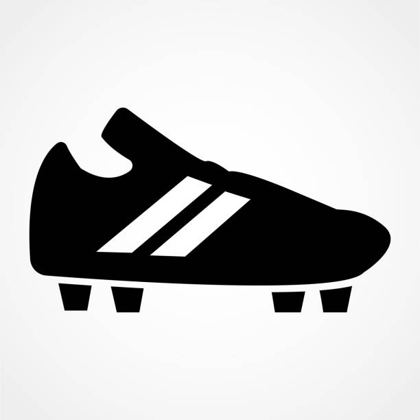 ilustraciones, imágenes clip art, dibujos animados e iconos de stock de icono de zapatos de fútbol - football outline lace vector
