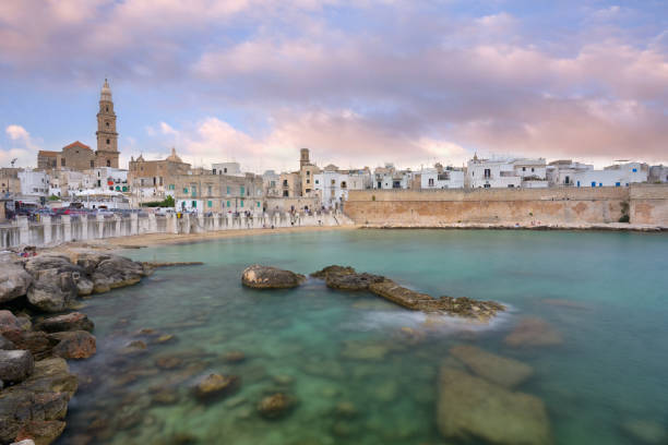 Panoramic view of Monopoli. Puglia, Southern Italy. Sea in summer. Italian resort. Panoramic view of Monopoli. Puglia, Southern Italy. Sea in summer. Italian resort. monopoli puglia stock pictures, royalty-free photos & images