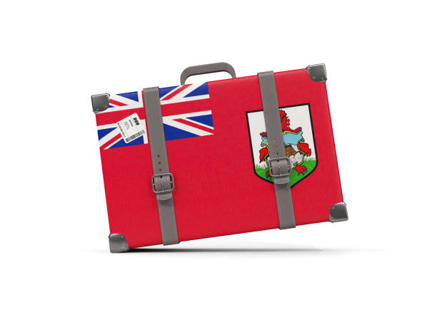 istock Luggage with flag of bermuda. Suitcase isolated on white 859670546