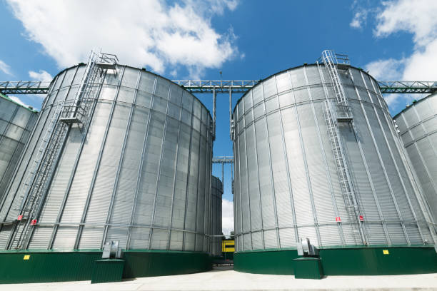 istock Large steel silos, storage of grain 859671516