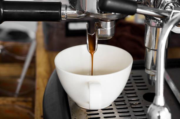 istock Professional coffee machine making espresso in a cafe 859671846