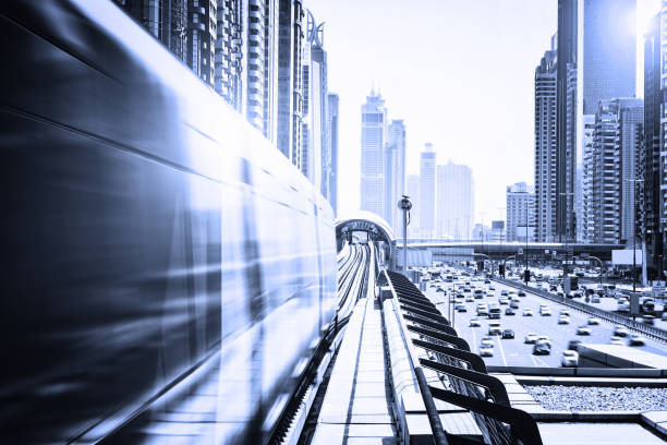 istock Futuristic metro, Dubai, United Arab Emirates 859674344
