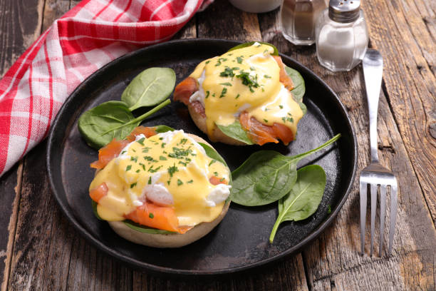 istock muffin with smoked salmon and poached egg 859674900