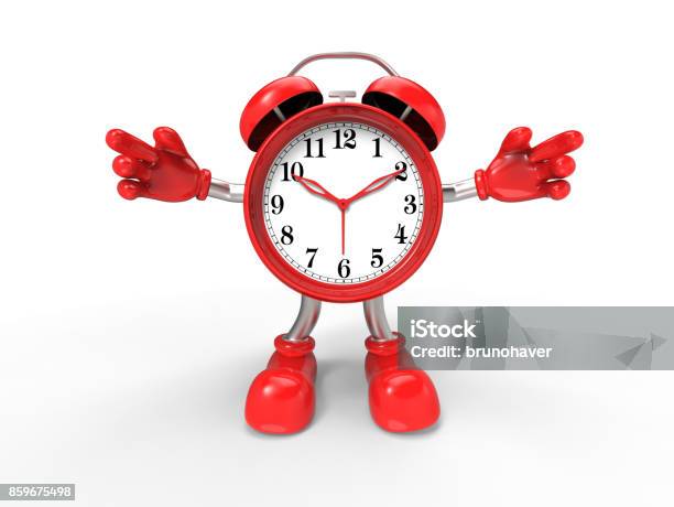 Character Alarm Clock Stock Photo - Download Image Now - Clock, Alarm Clock, Alarm