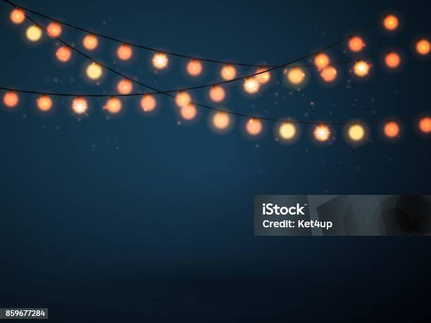 Christmas Background Golden Xmas Lights Isolated Vector Illustration Stock Illustration - Download Image Now