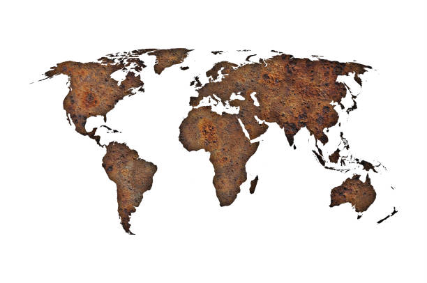 istock Map of the world on rusty metal 859680066