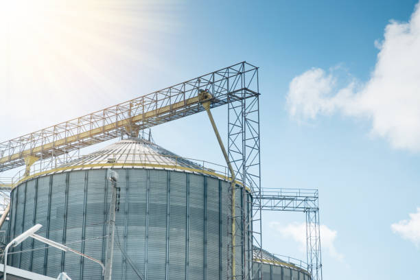 istock Agricultural Silos  for storage and drying of grains 859680742
