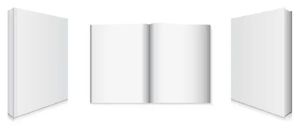 Vector illustration of Front and Back Book Covers and Blank Pages
