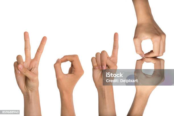 2018 Written With Hands And Fingers Isolated On White Background Stock Photo - Download Image Now