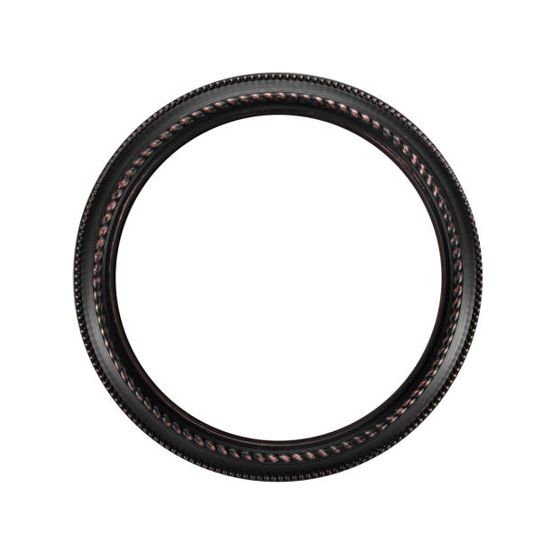 istock Round antique gold picture frame 859691374