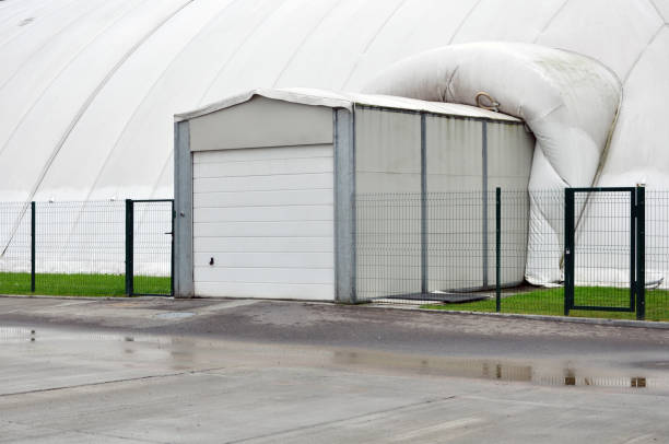 istock Garage entrance to the inflatable white building. 859696838