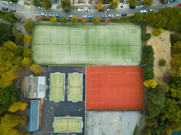 istock Elevated view of sports courts 859698834