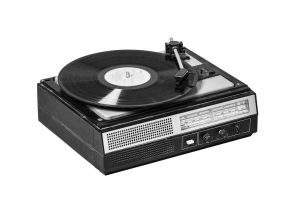 istock Vintage record player with radio tuner on white 859710900