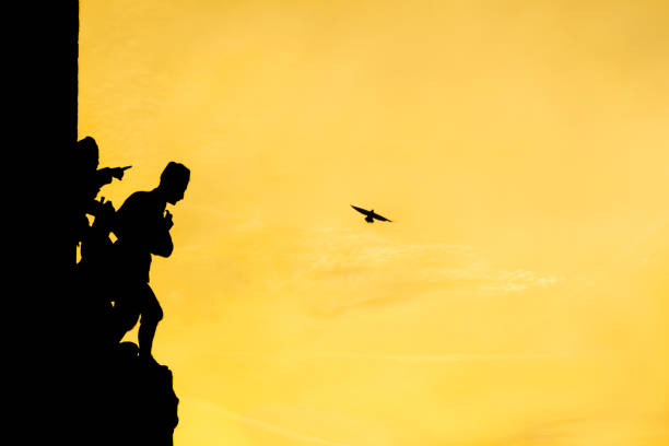 Silhouette in the sunset Silhouette in the sunset,  yellow sky, yellow backrounds, Taksim in Istanbul. kalender stock pictures, royalty-free photos & images