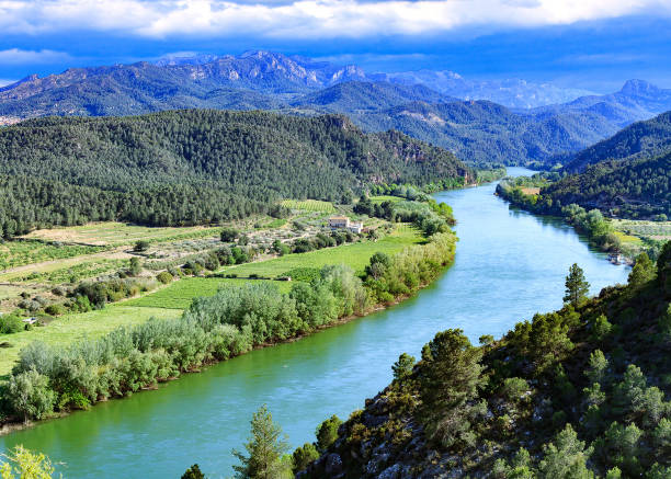 The Ebro river. The Ebro river. Most important river on the Iberian Peninsula. Miravet, Spain catalonia photos stock pictures, royalty-free photos & images