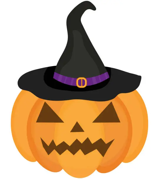 Vector illustration of Halloween pumpkin icon flat style. Isolated on white background. Vector illustration.