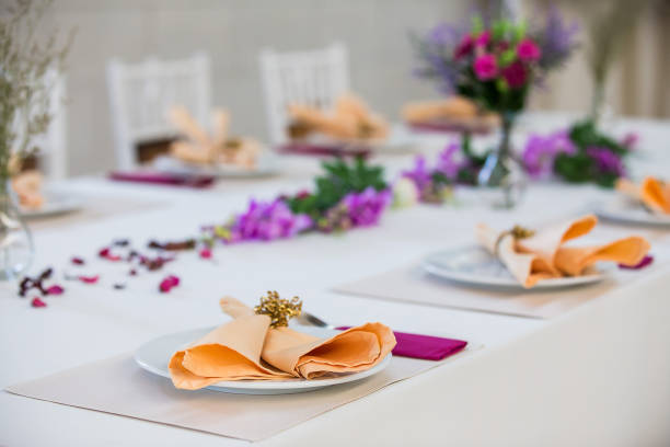 istock Table with the glasses and plates for party 859732500